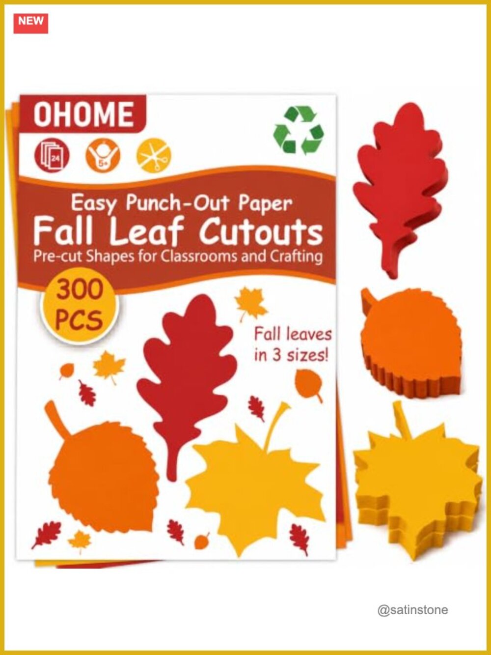 300 PCS Fall Leaves Cutouts Pre-Cut Set Thanksgiving Crafts for Kids Classroom